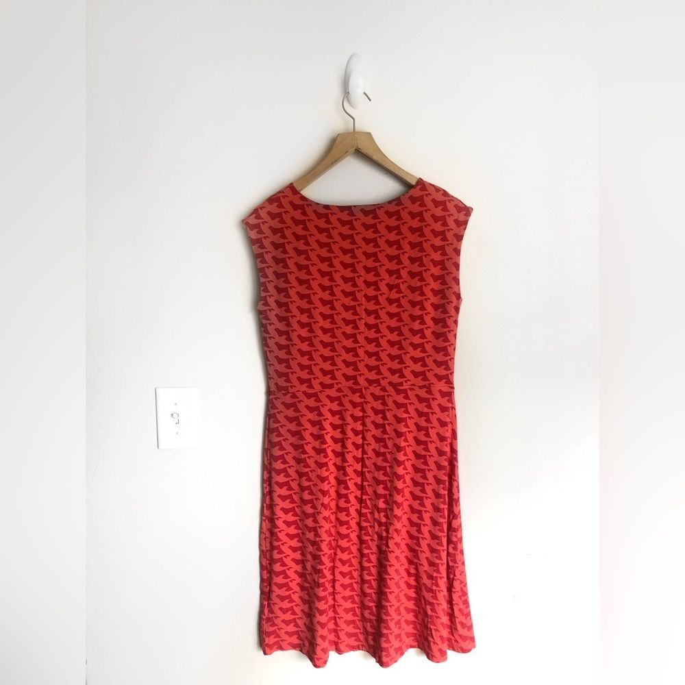 Boden Ledbury Red Dove Print Knee Length Sleeveless Dress US 10 - Picture 3 of 6